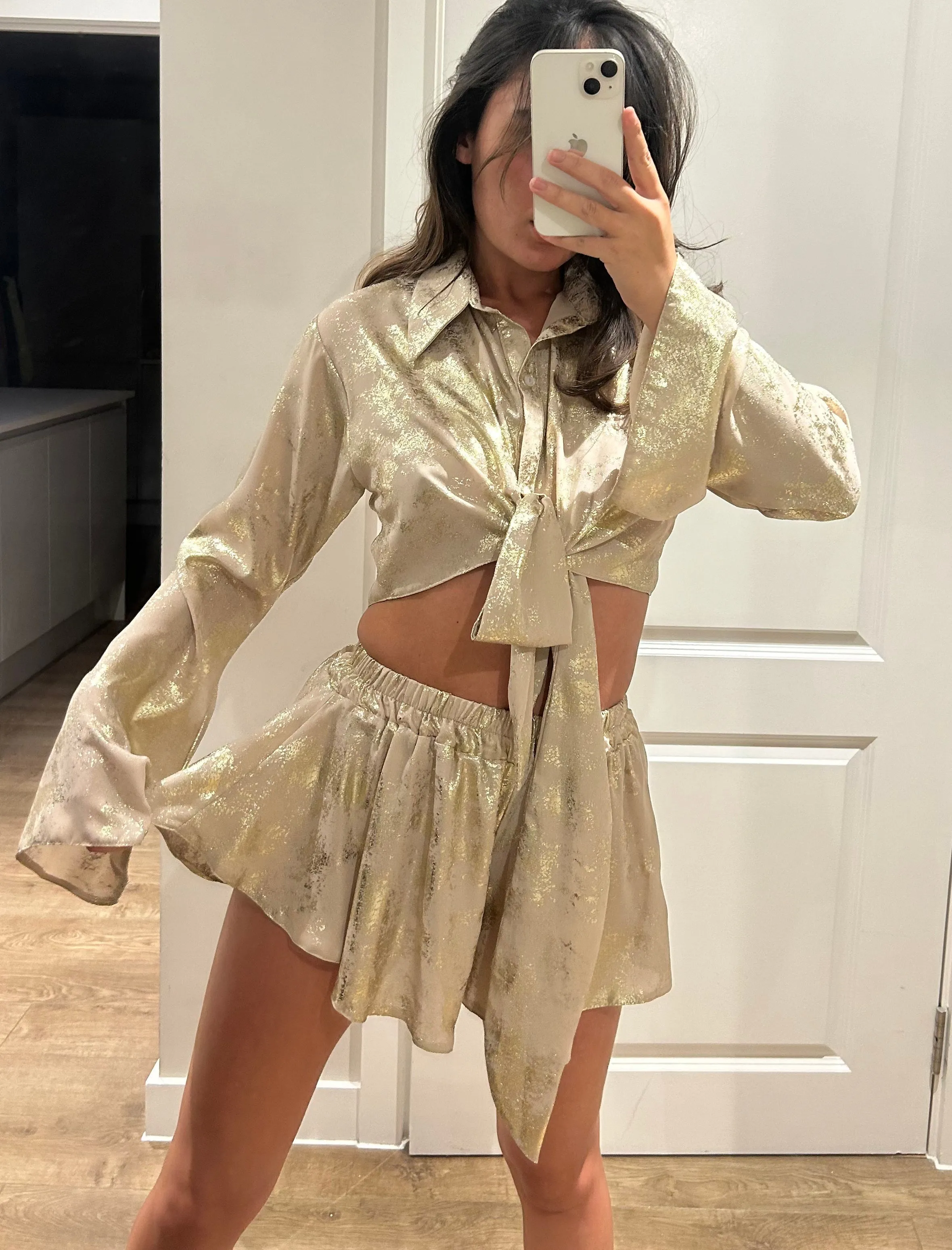 Gold Shirt and Frill Short Suit