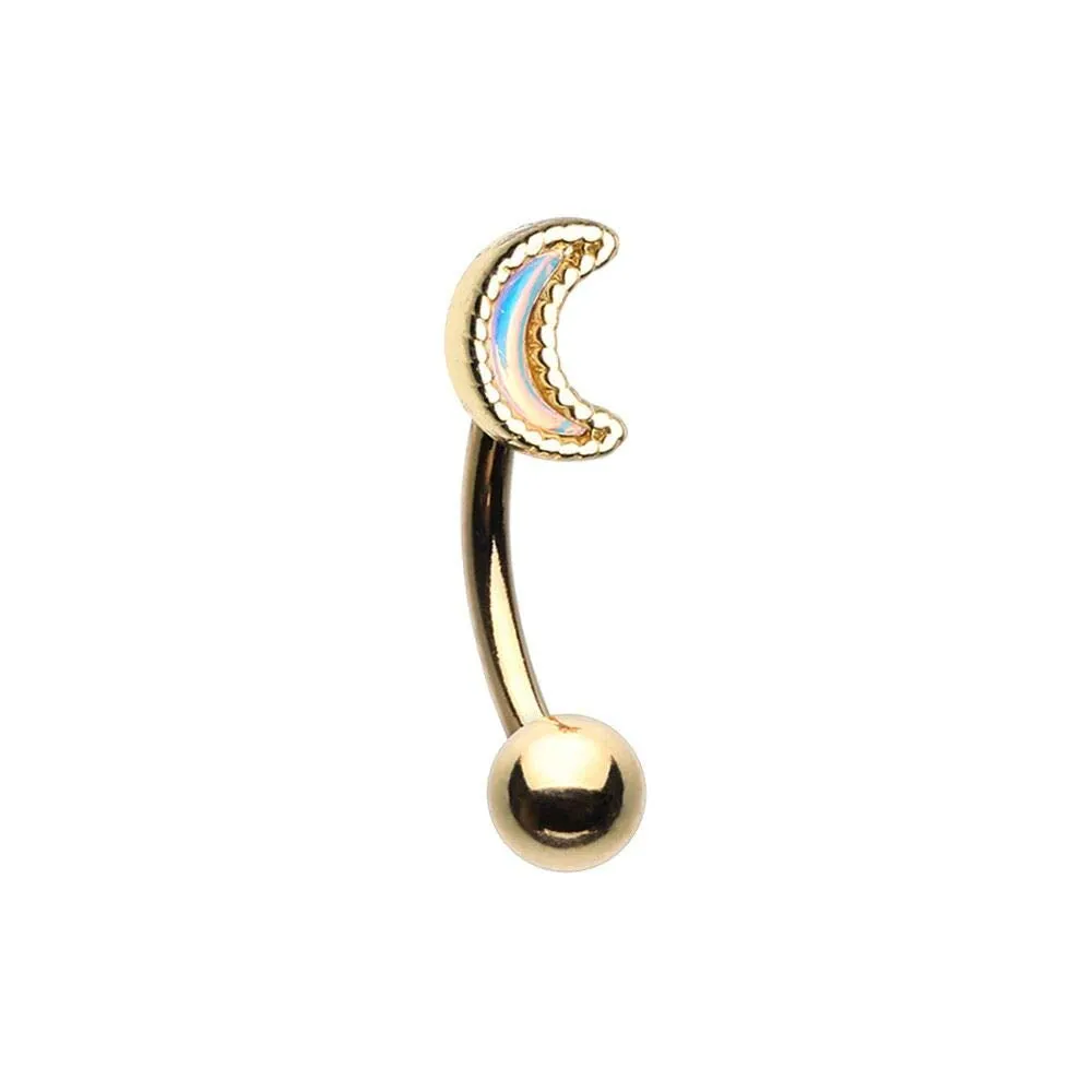 Golden Illuminating Moon WildKlass Curved Barbell Eyebrow Ring