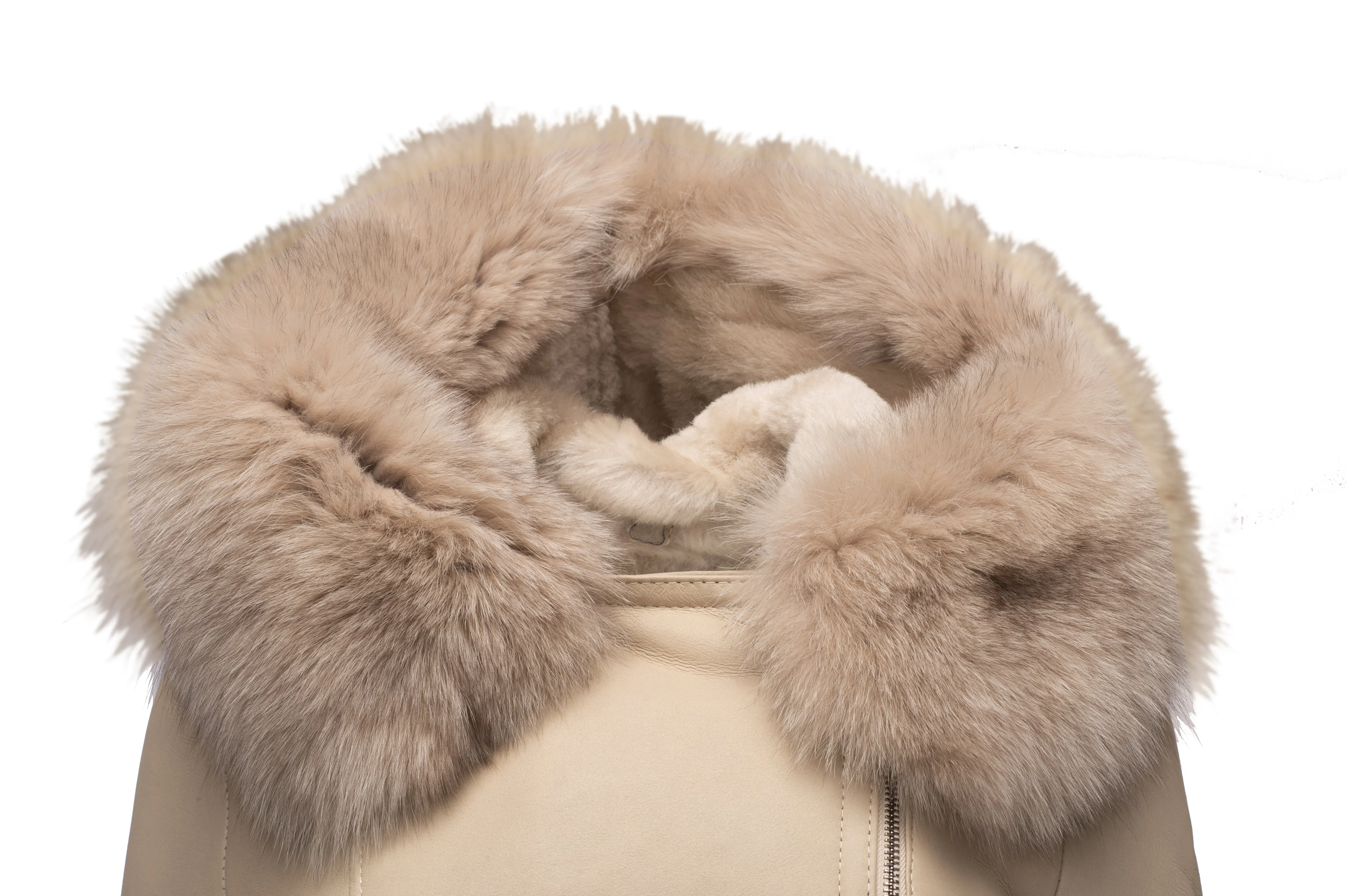 Gracie’s Hooded Sheepskin Shearling Jacket With Fox Fur