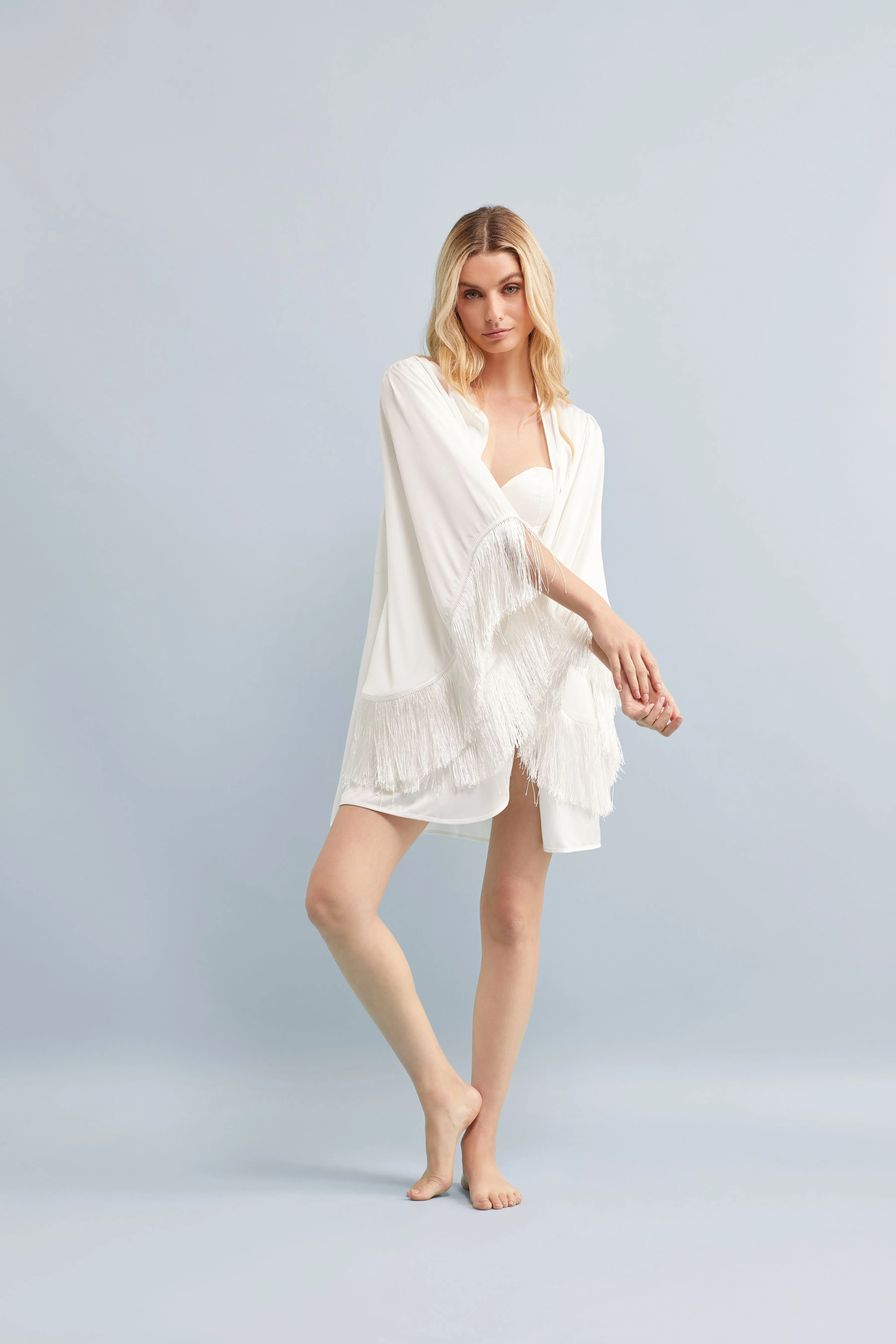 Halston x Homebodii Priscilla Robe - White