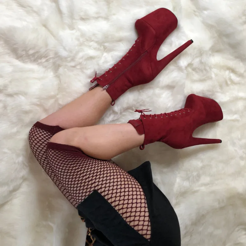 Hella Heels BabyDoll 8inch Boots - Dark Red