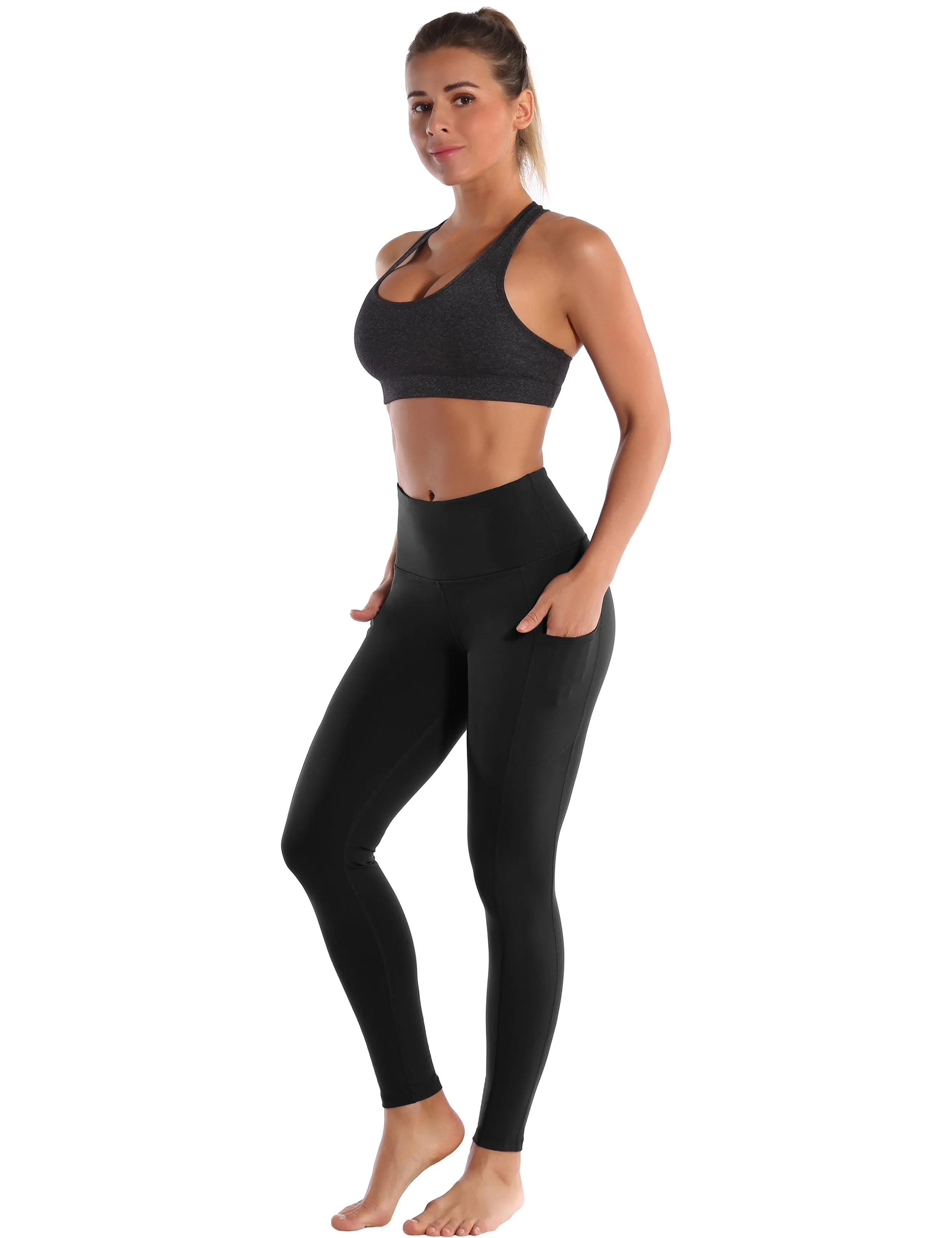 Hip Line Side Pockets Yoga Pants black