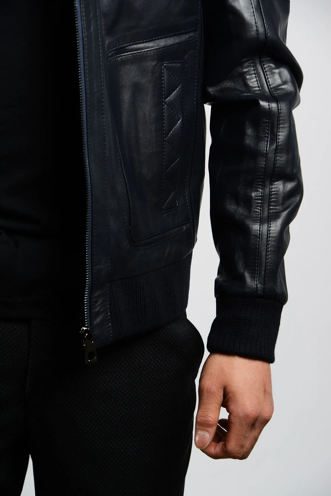 Holloway Stand Up Collar Moto Leather Jacket