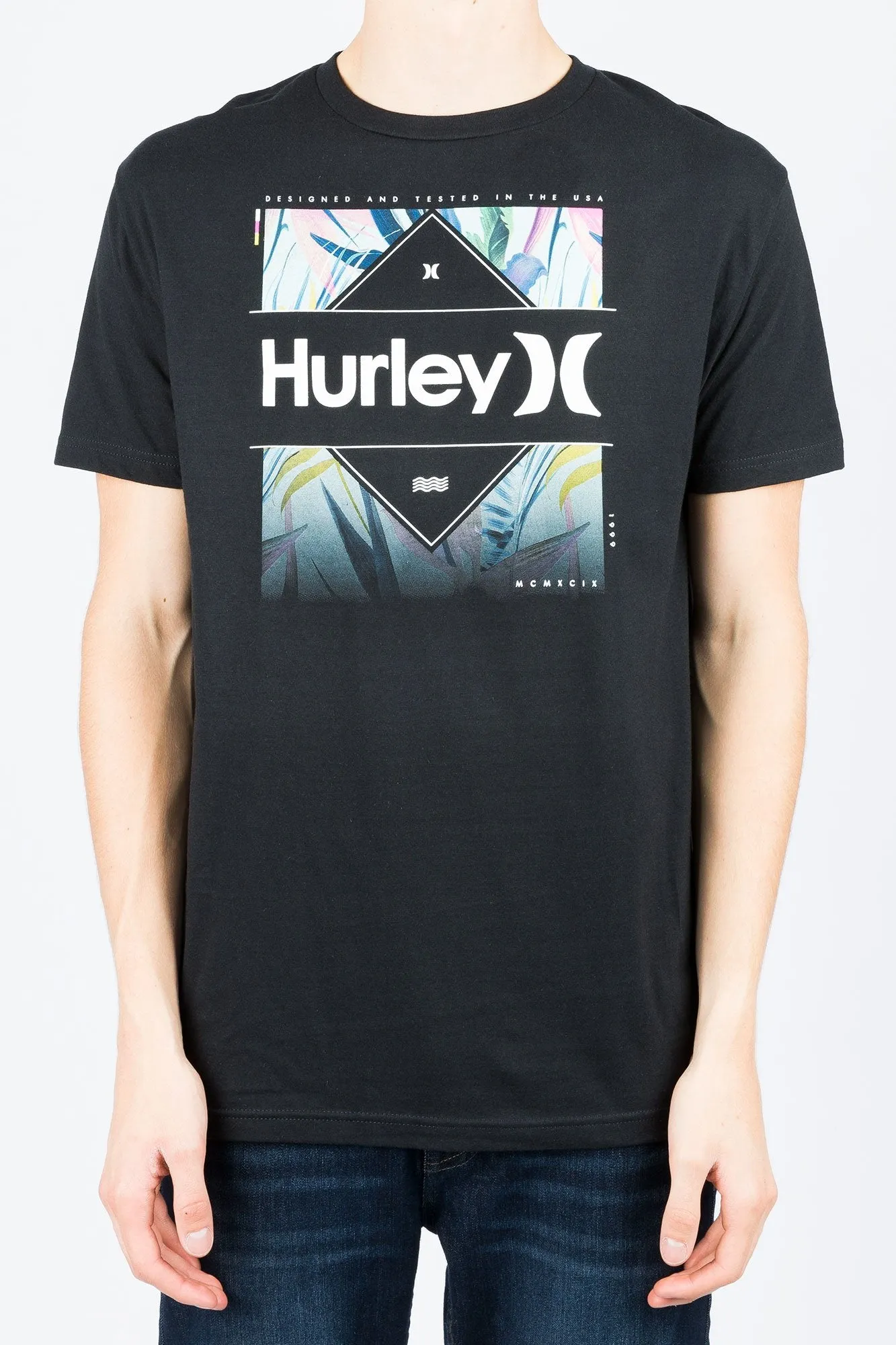 Hurley Guys Faded Floral Print Graphic Tee