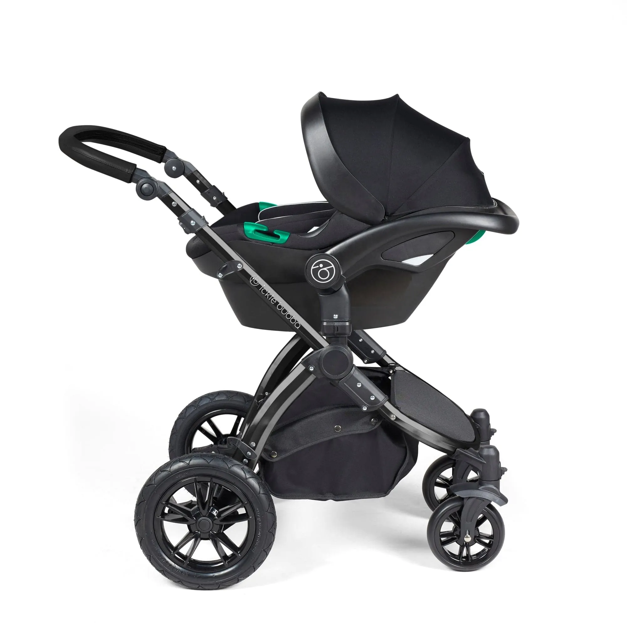 Ickle Bubba Stomp Luxe All-in-One I-Size Travel System With Isofix Base - Black / Desert / Black