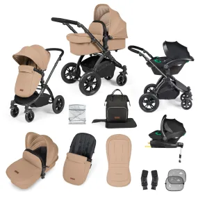 Ickle Bubba Stomp Luxe All-in-One I-Size Travel System With Isofix Base - Black / Desert / Black