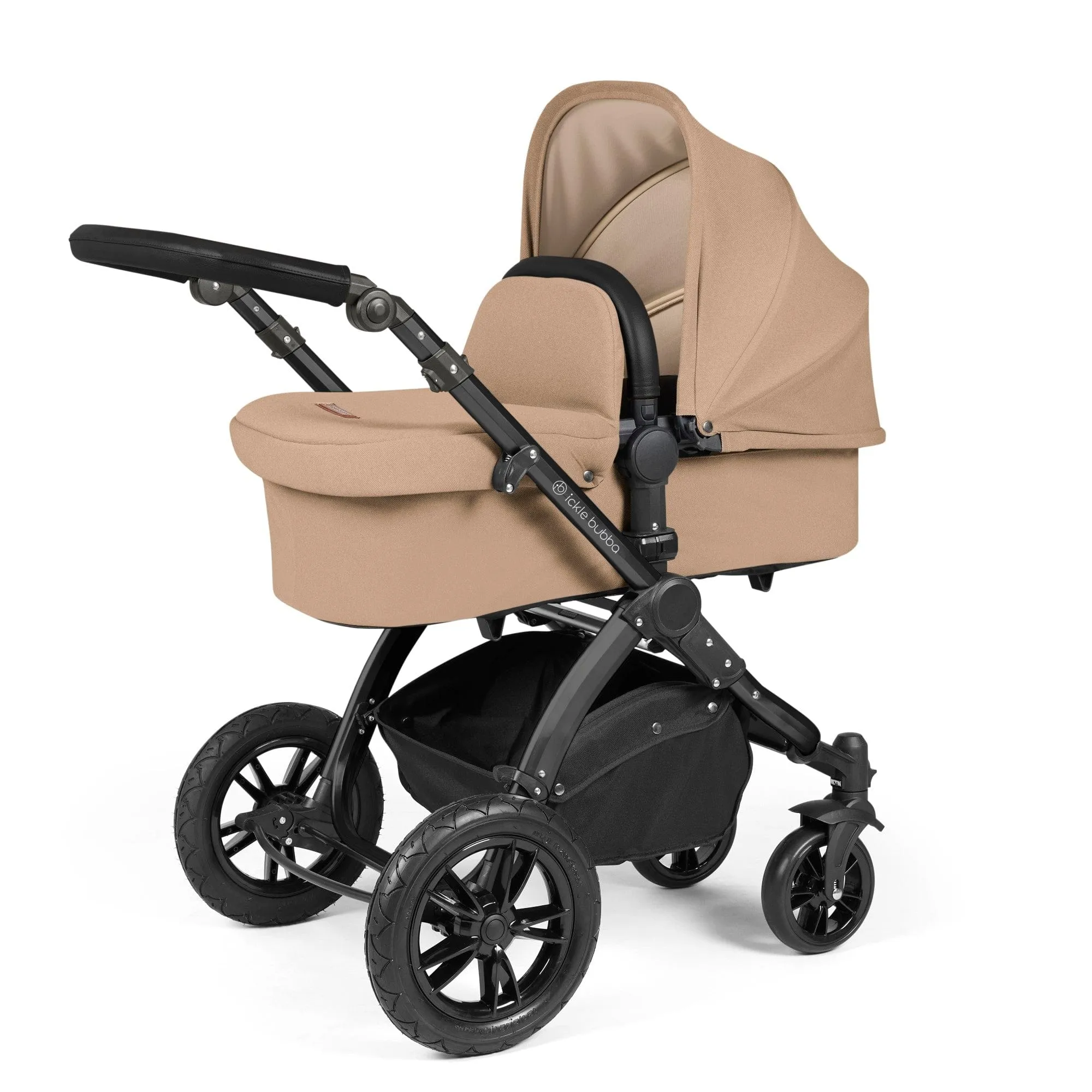 Ickle Bubba Stomp Luxe All-in-One I-Size Travel System With Isofix Base - Black / Desert / Black