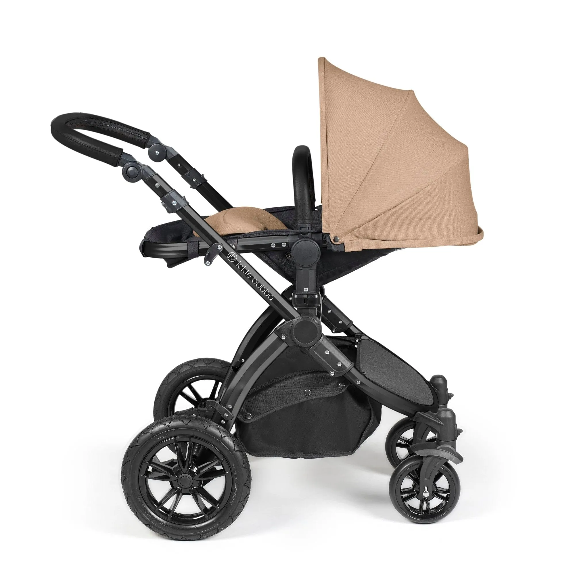 Ickle Bubba Stomp Luxe All-in-One I-Size Travel System With Isofix Base - Black / Desert / Black