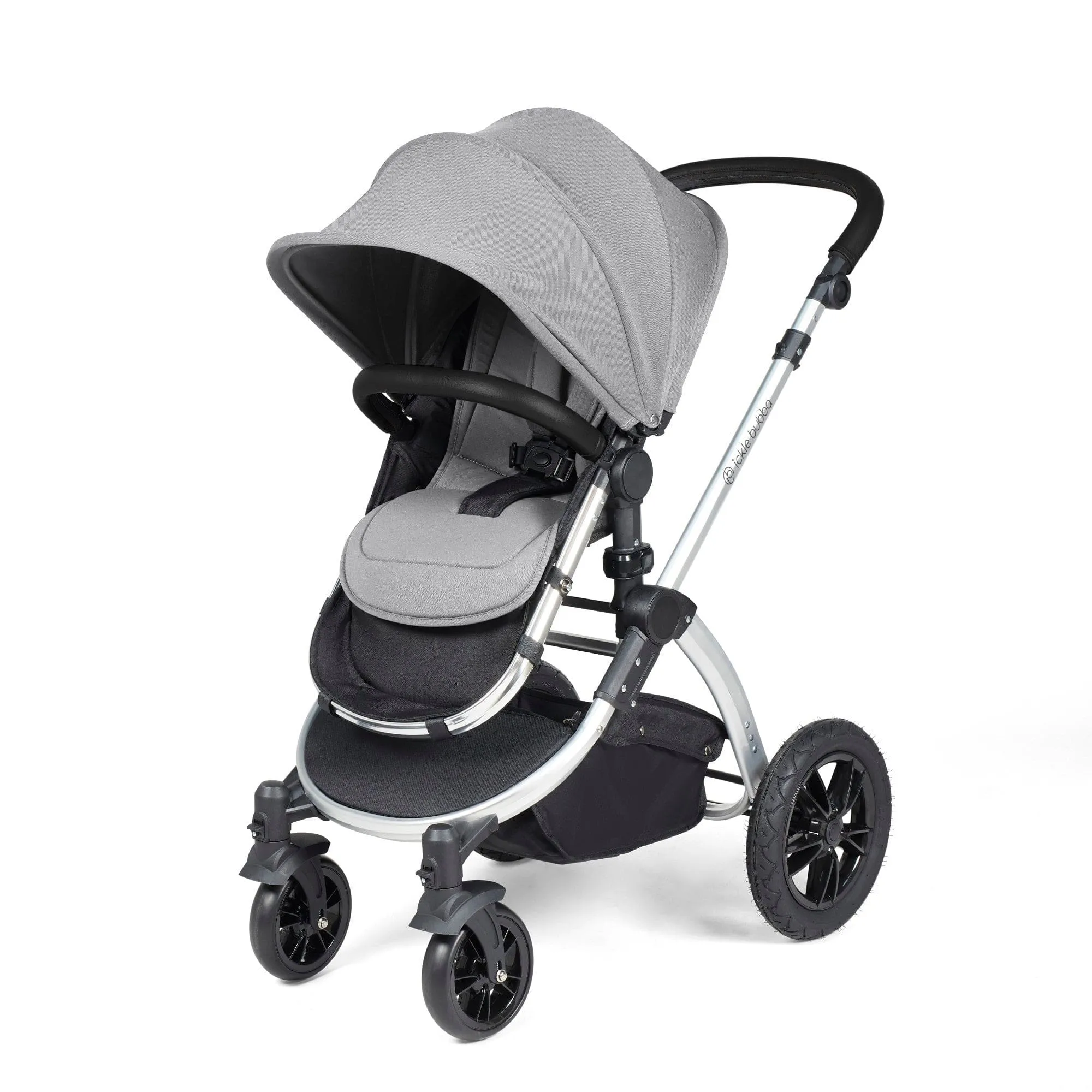 Ickle Bubba Stomp Luxe All-in-One I-Size Travel System With Isofix Base - Silver / Pearl Grey / Black