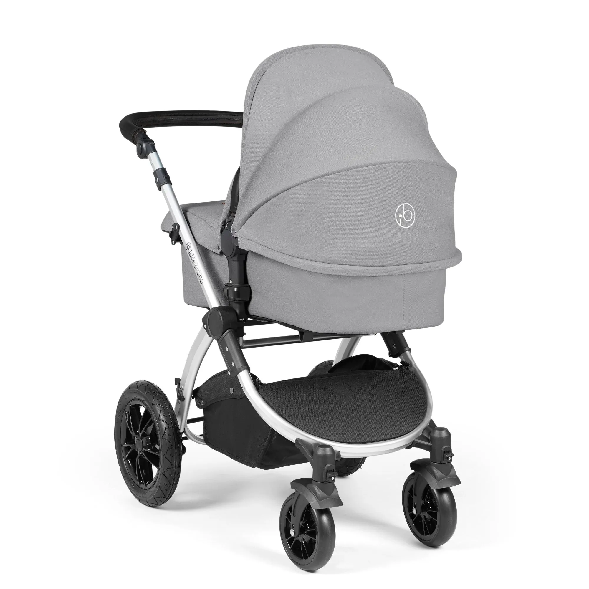 Ickle Bubba Stomp Luxe All-in-One I-Size Travel System With Isofix Base - Silver / Pearl Grey / Black