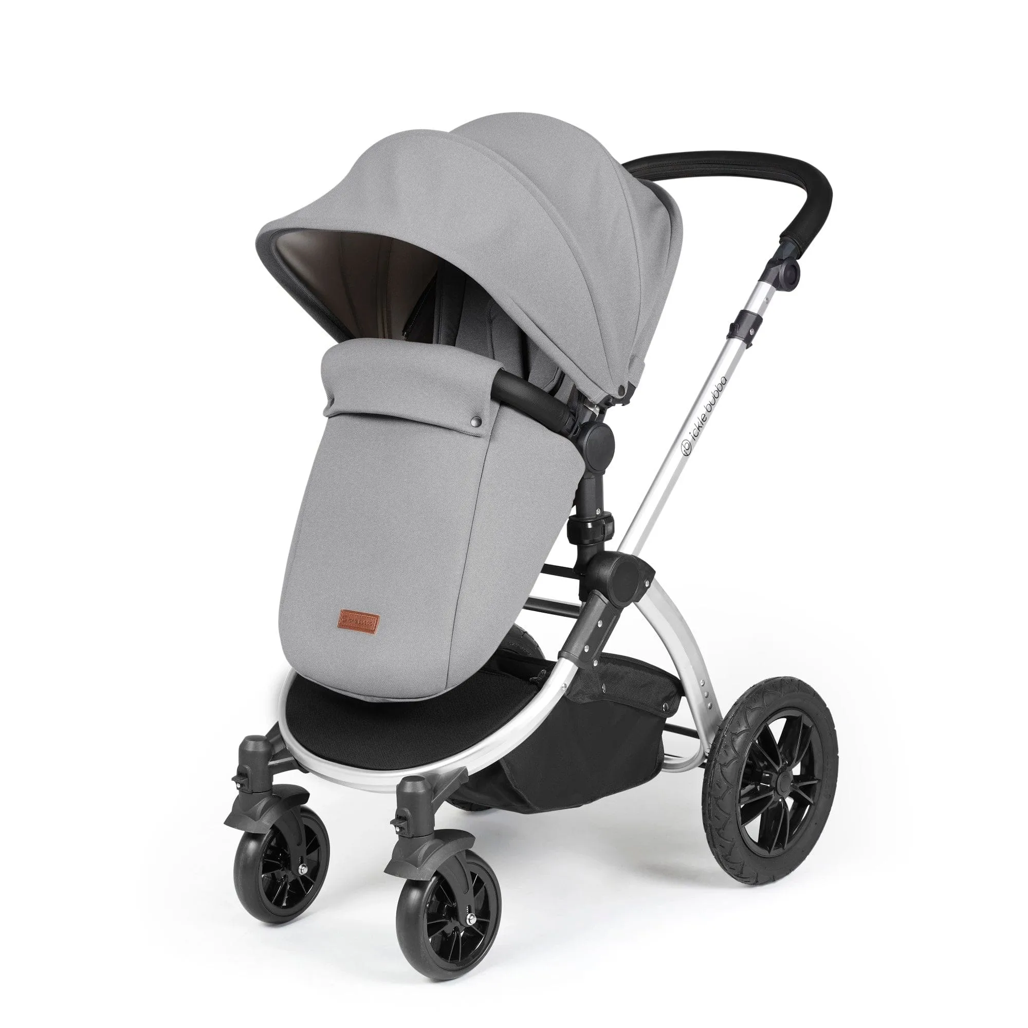 Ickle Bubba Stomp Luxe All-in-One I-Size Travel System With Isofix Base - Silver / Pearl Grey / Black