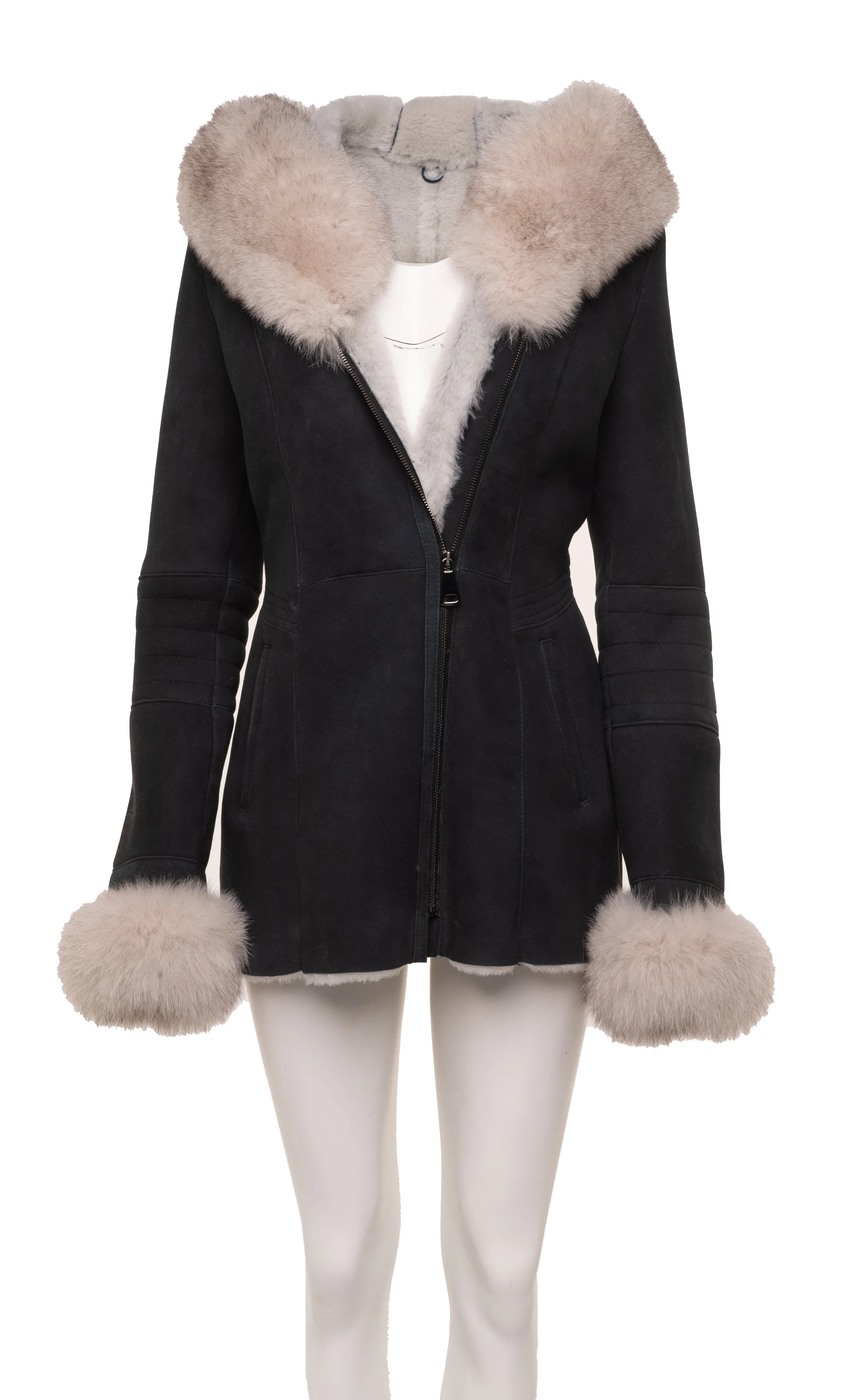 Izzy's Shearling coat with fox fur trim