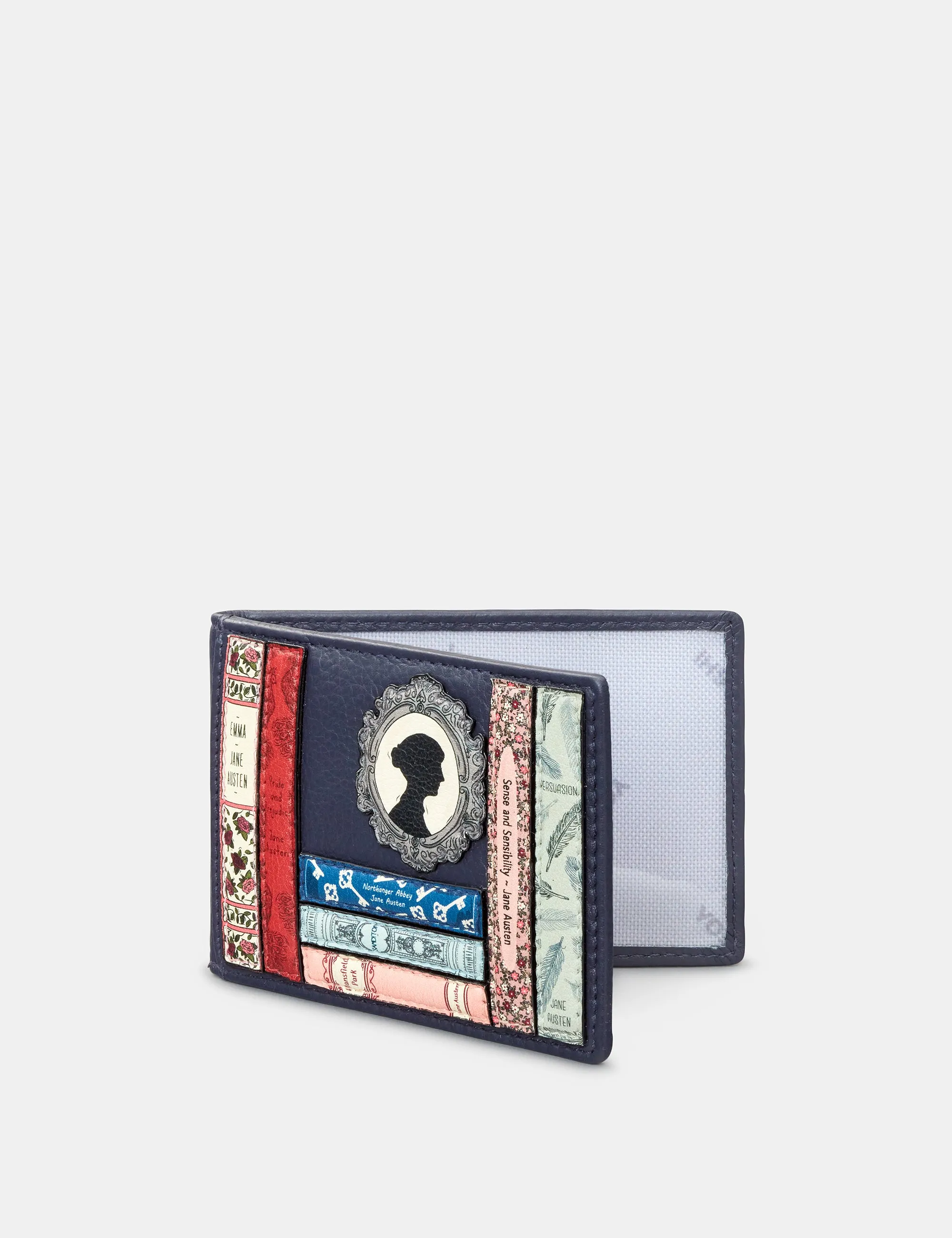 Jane Austen Bookworm Navy Leather Travel Pass Holder