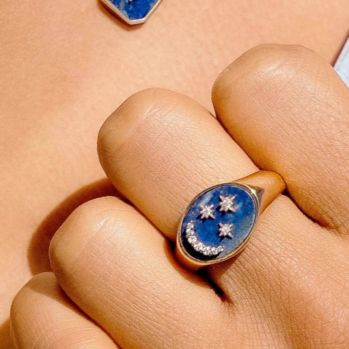 Lapis Star and Moon Ring