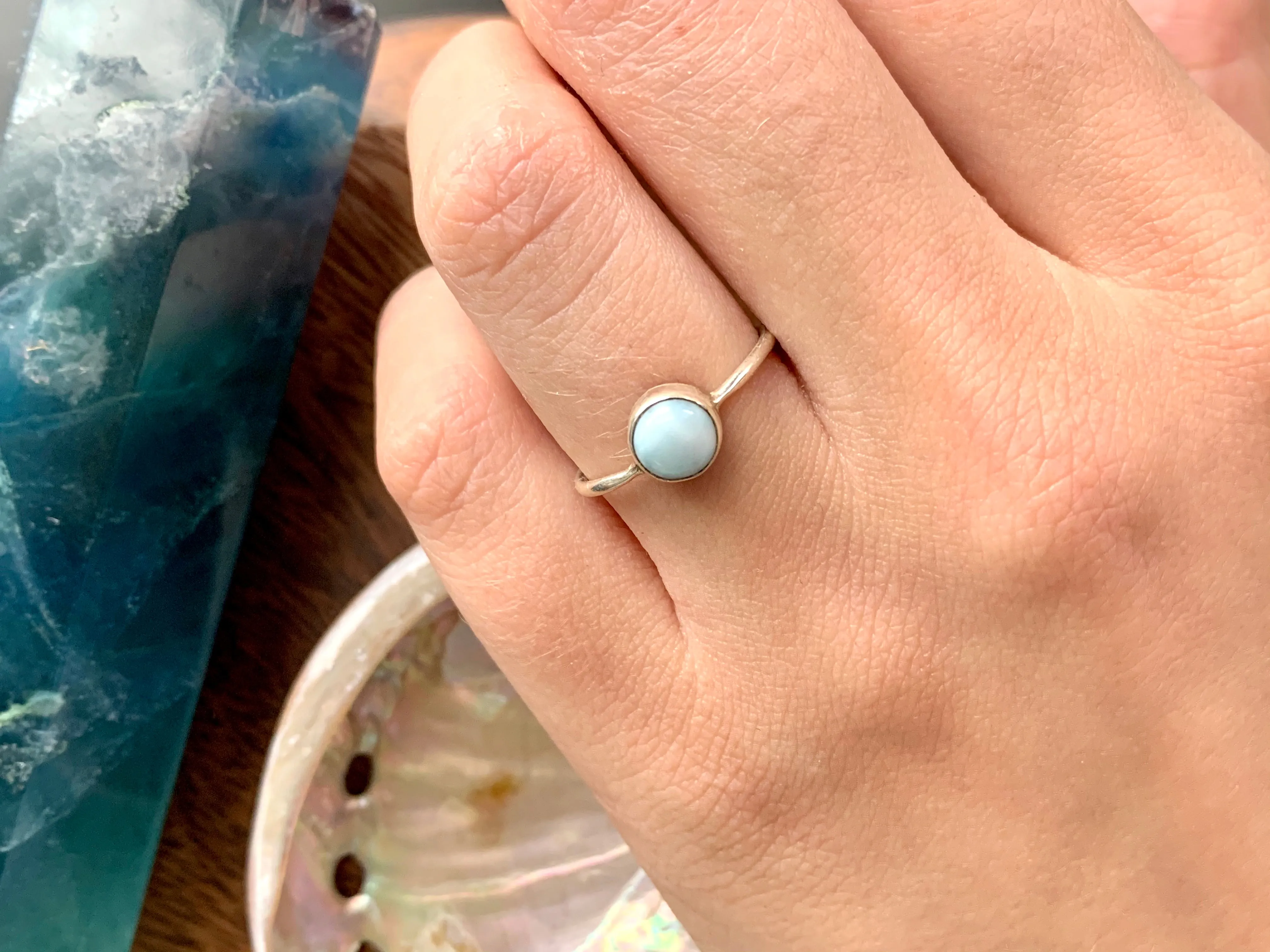 Larimar Akoni Ring - Round