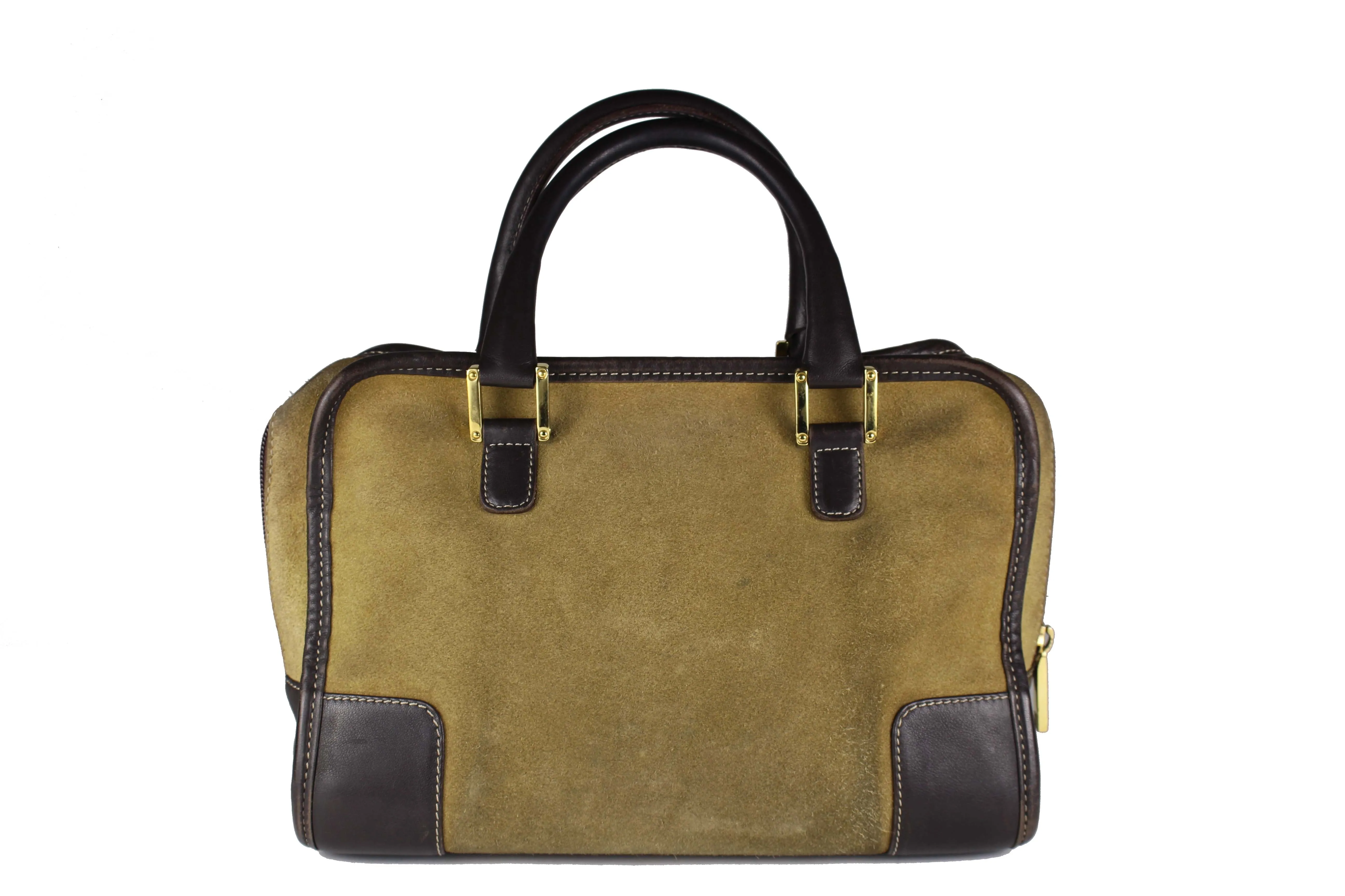 LOEWE Amazona gold suede bag