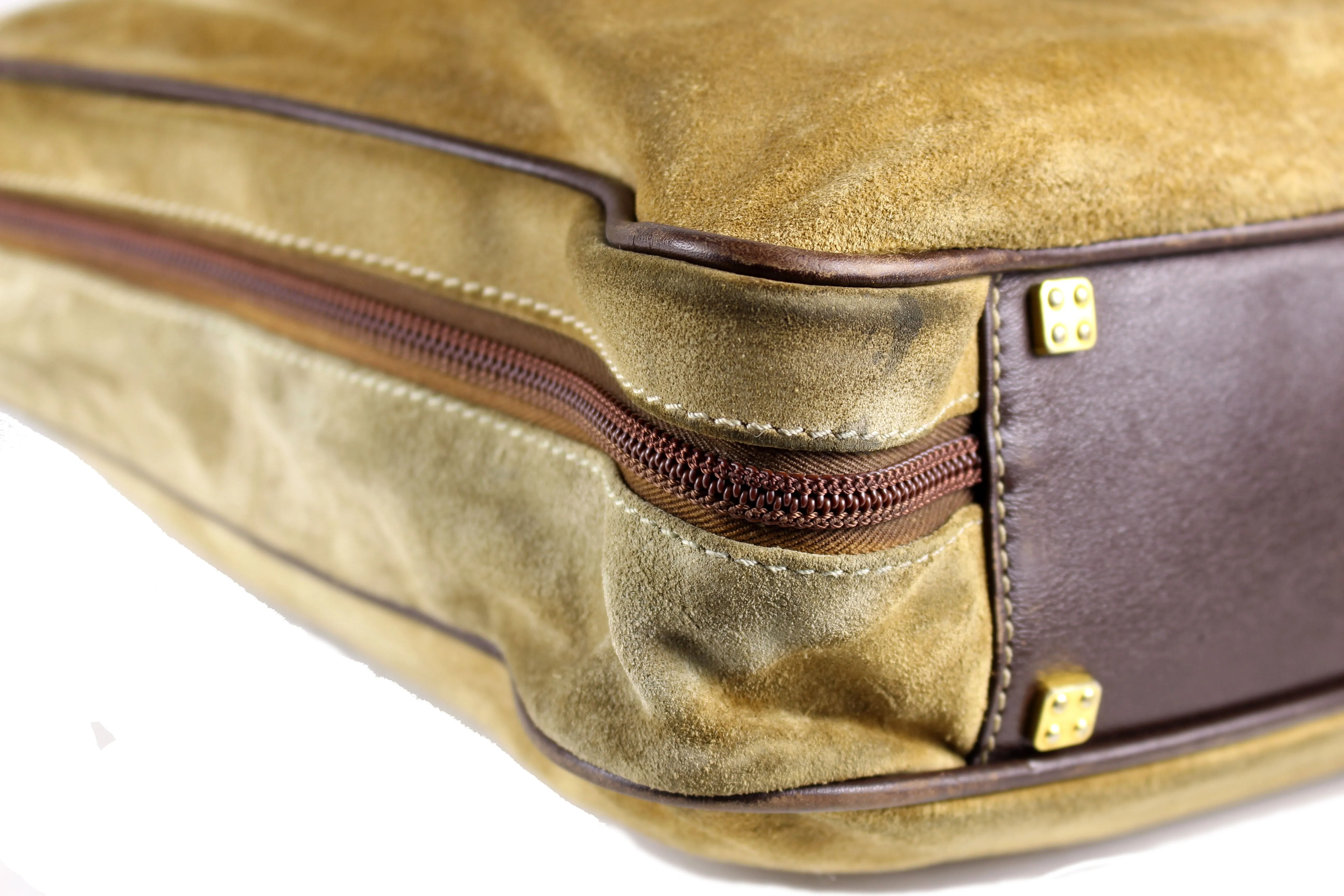 LOEWE Amazona gold suede travel bag