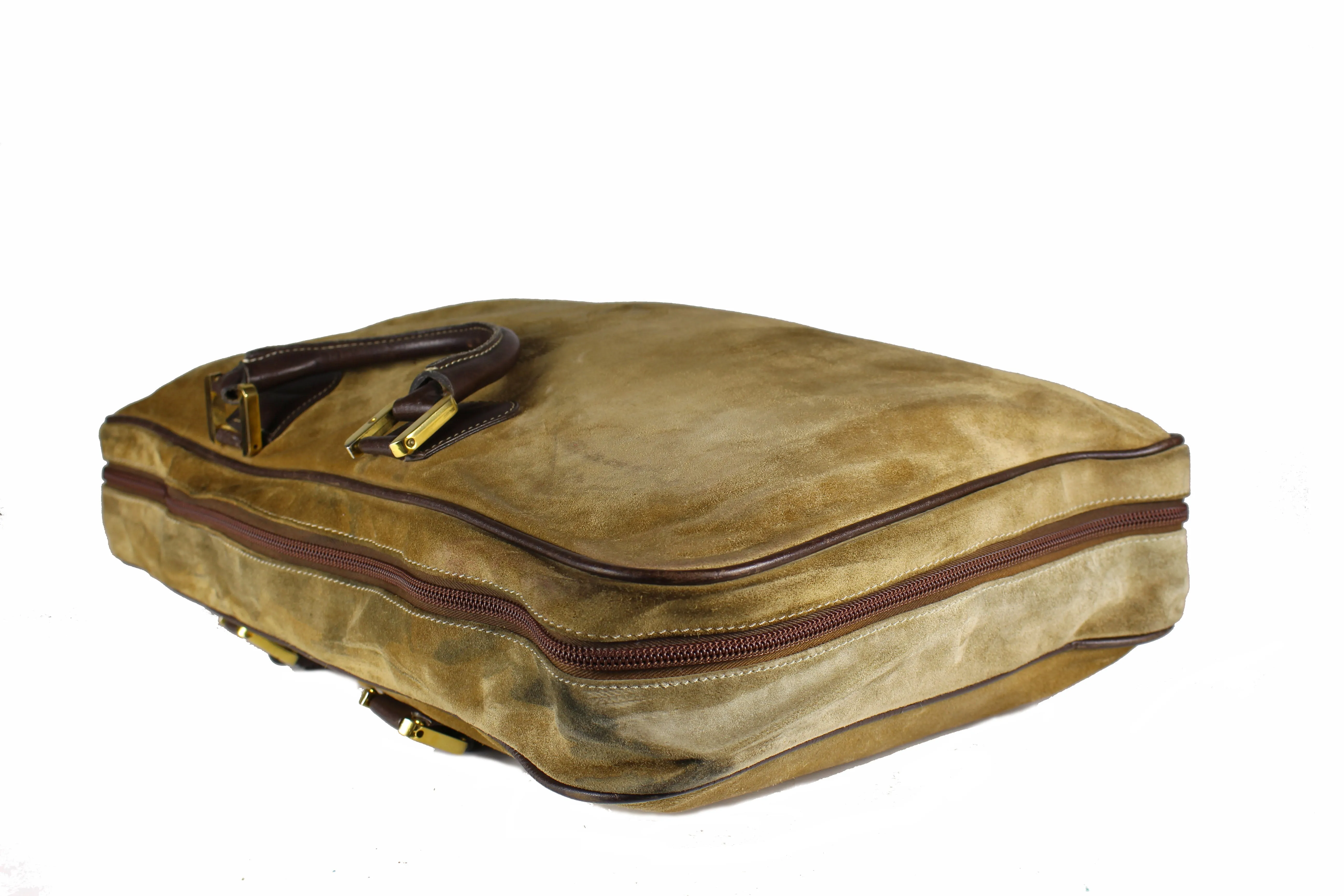 LOEWE Amazona gold suede travel bag