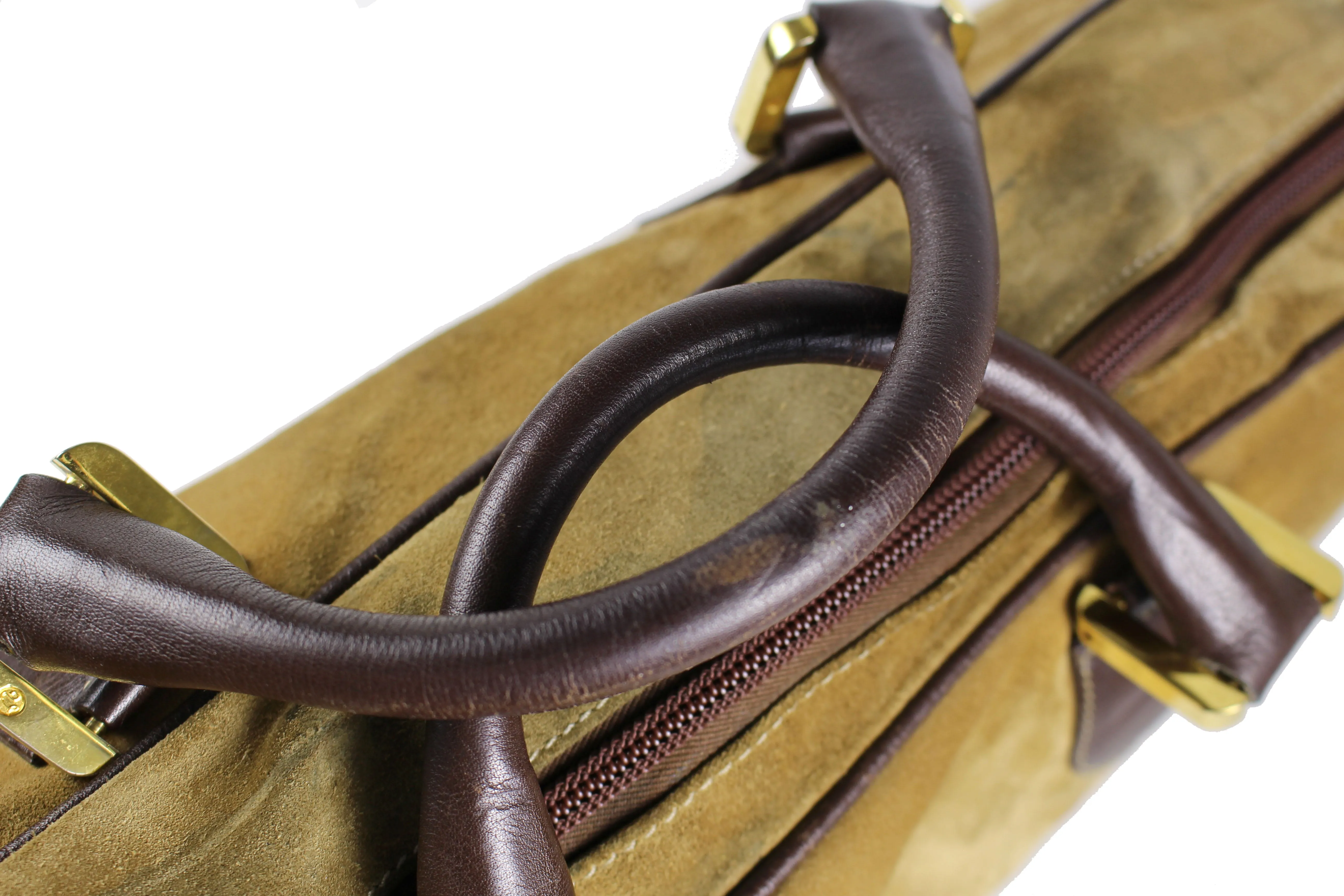 LOEWE Amazona gold suede travel bag