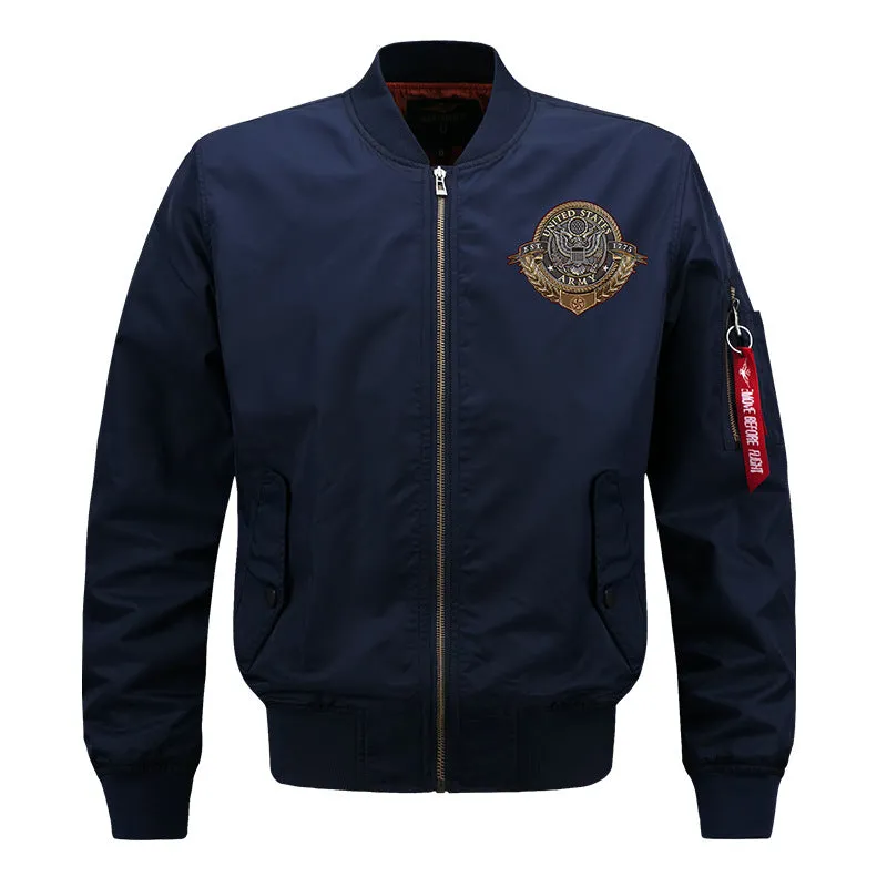 Max To 8XL US Embroidery Thin Pilot Jacket