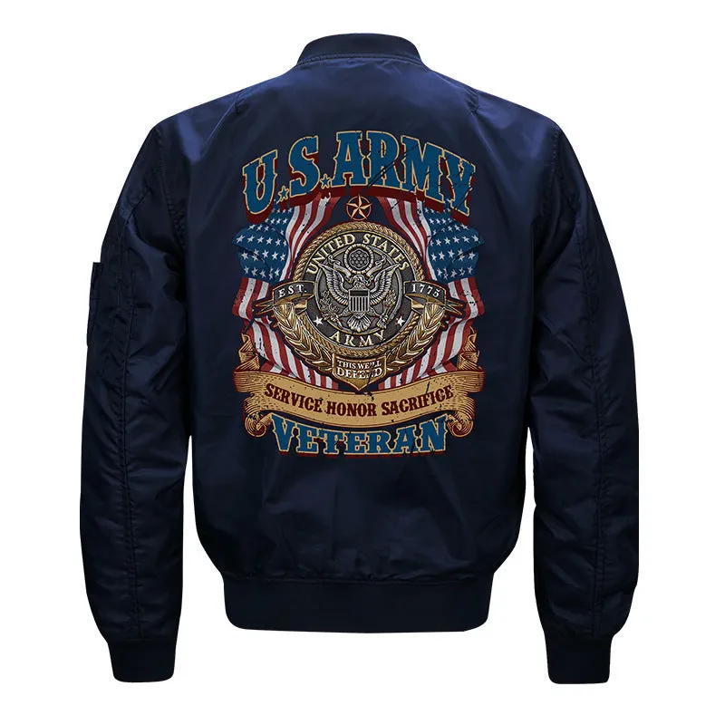 Max To 8XL US Embroidery Thin Pilot Jacket