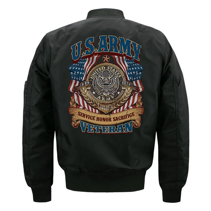 Max To 8XL US Embroidery Thin Pilot Jacket