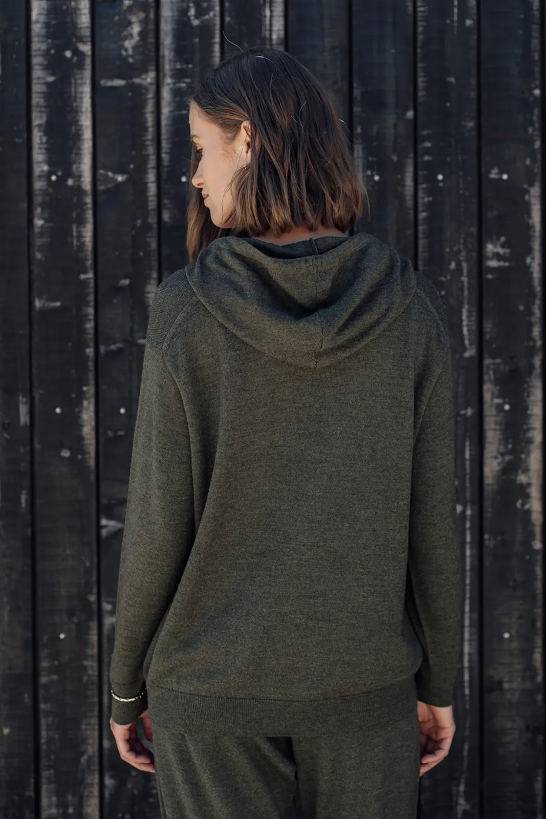 Merino Hoodie - Pine