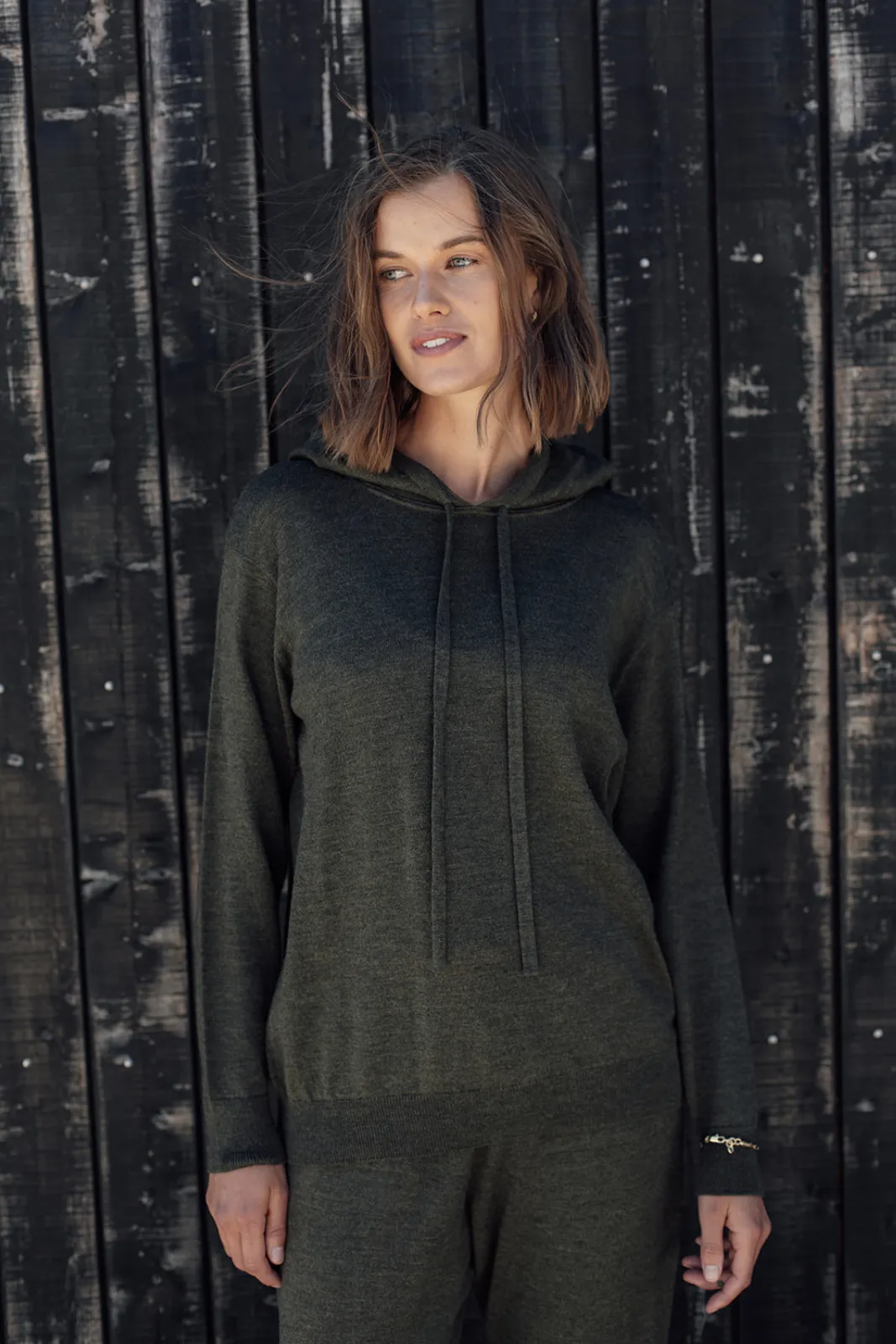 Merino Hoodie - Pine