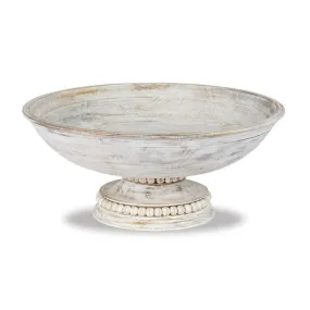 Mud Pie Beaded Wood Pedestal Serving Bowl