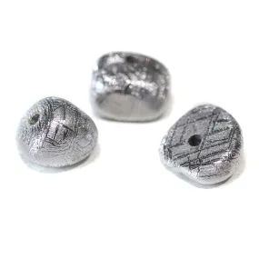 Muonionalusta Meteorites Approximately 7-9 x 9-15mm Silver Plated Round Nugget - Bead (3-5g)