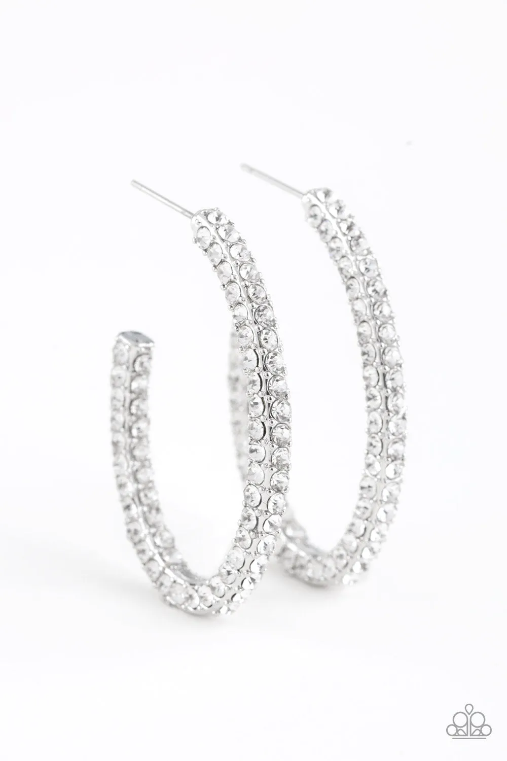 Paparazzi Accessories - Big Winner #E148 Bin - White Earrings