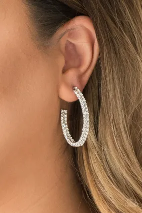 Paparazzi Accessories - Big Winner #E148 Bin - White Earrings