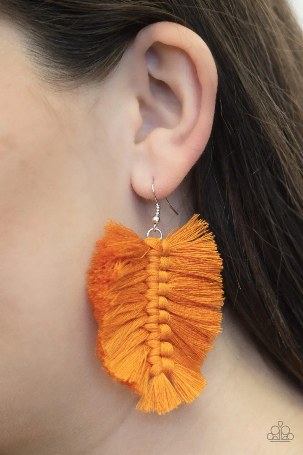 Paparazzi Accessories - Knotted Native #E175/Bin/C15 - Orange Earrings