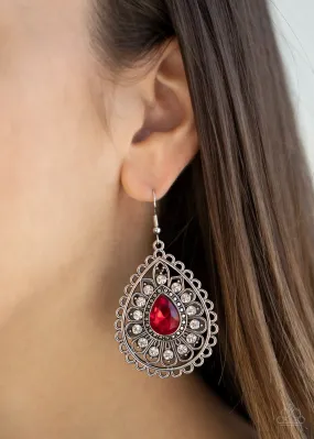 Paparazzi Earring ~ Eat, Drink, and BEAM Merry - Red Earring