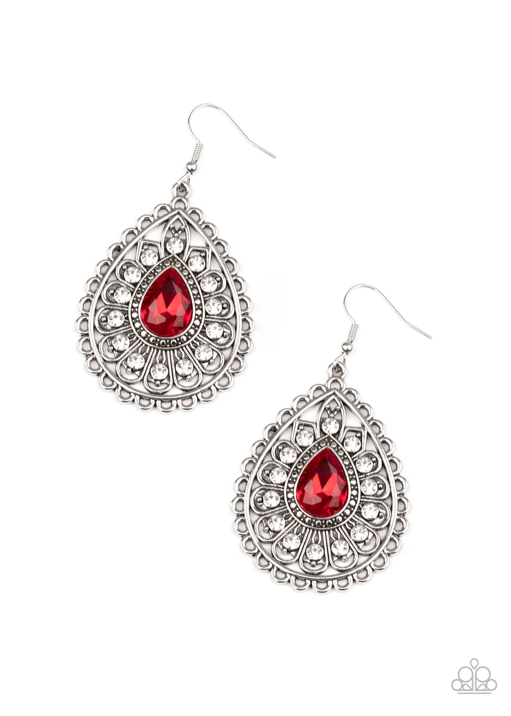 Paparazzi Earring ~ Eat, Drink, and BEAM Merry - Red Earring