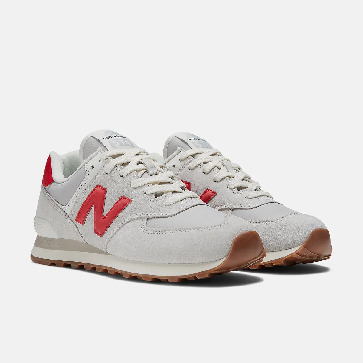 Scarpe Donna NEW BALANCE Sneakers 574 in Pelle colore White e Red