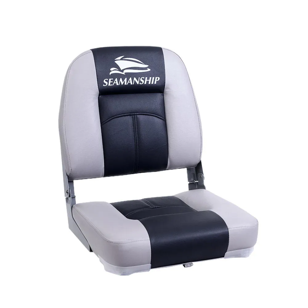 Seamanship Set of 2 Folding Boat Seats Seat Marine Seating Set Swivels All Weather Charcoal & Grey