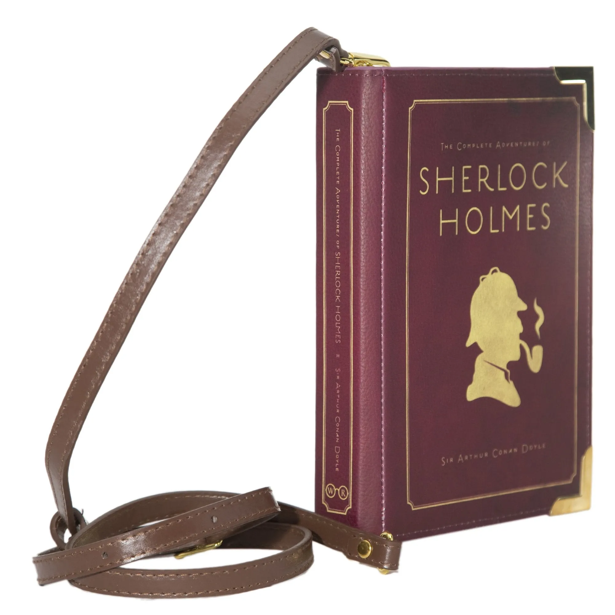 Sherlock Holmes Silhouette Burgundy Book Handbag Crossbody Clutch