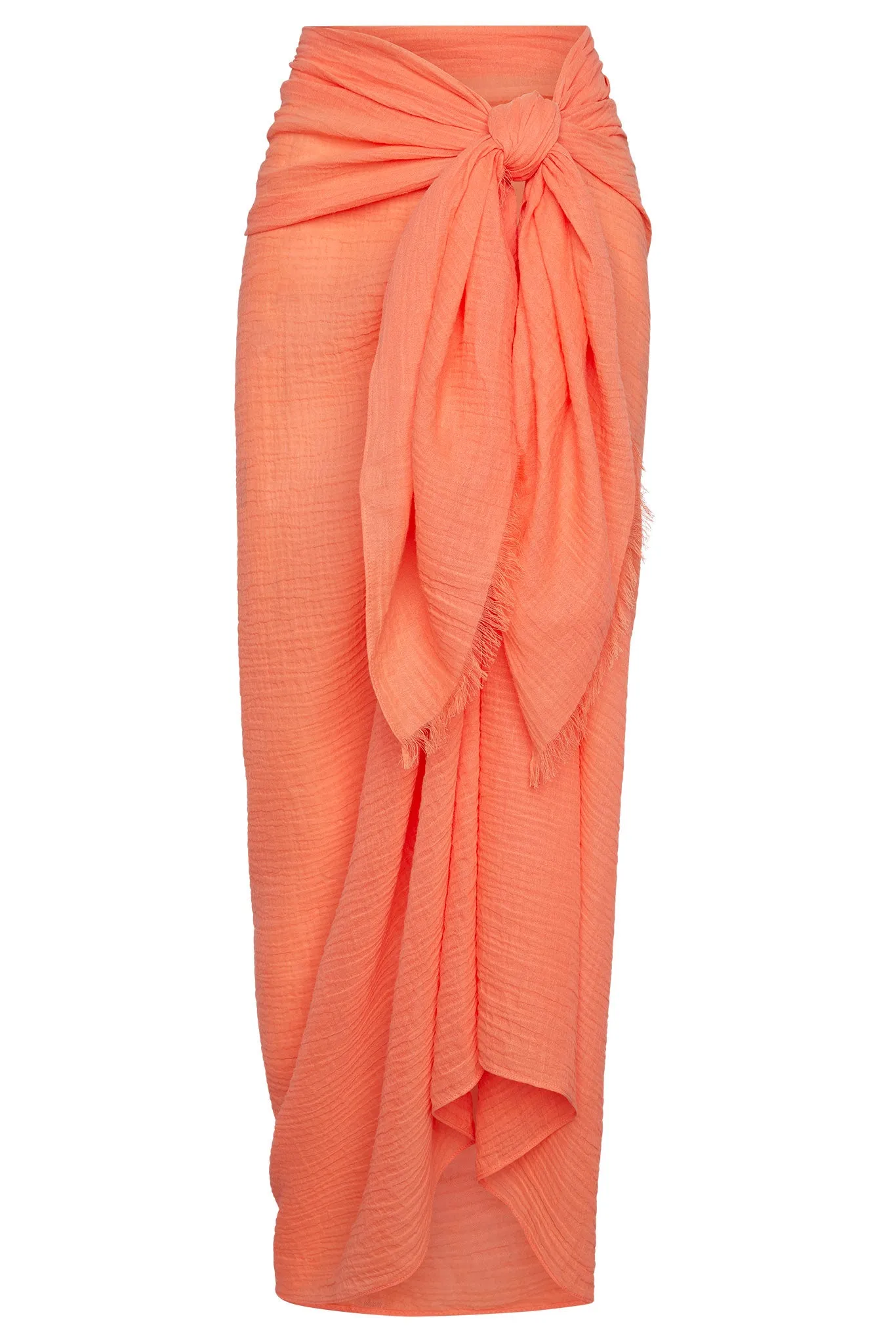 St. Tropez Sarong - Summer Peach Crinkle Linen