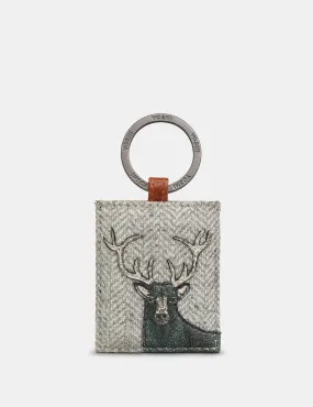 Stag Tweed & Brown Leather Keyring