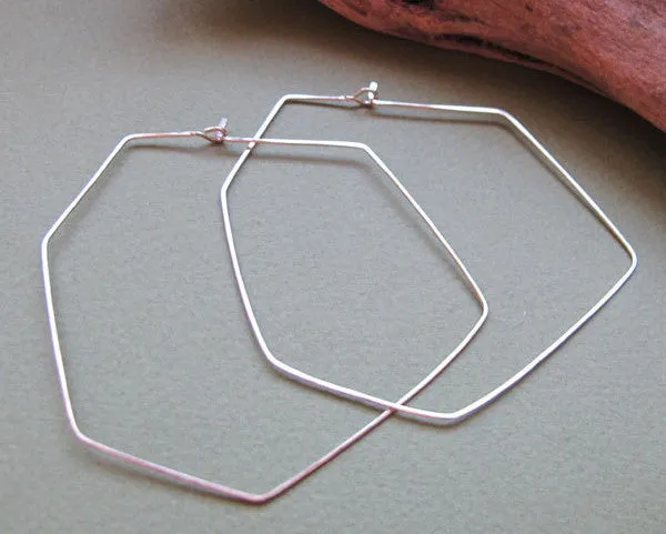 Sterling Silver Freeform Angular Hoop Earrings