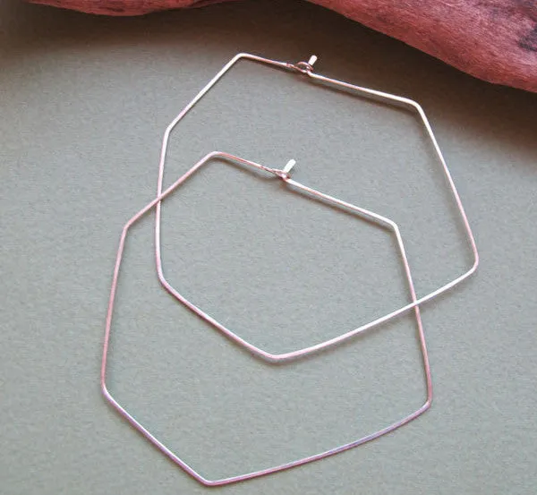 Sterling Silver Freeform Angular Hoop Earrings