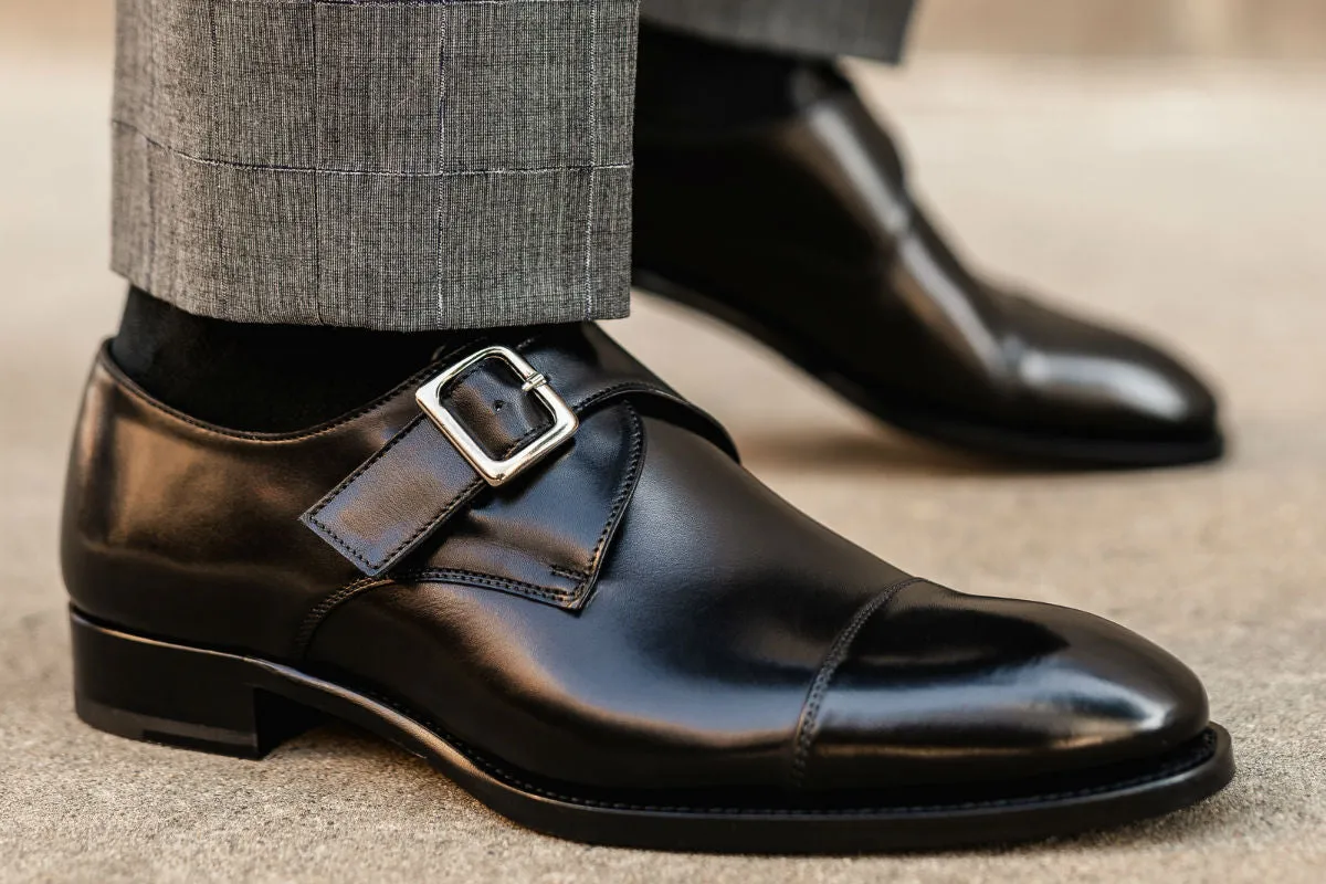 The Olivier Single Monk Strap - Nero