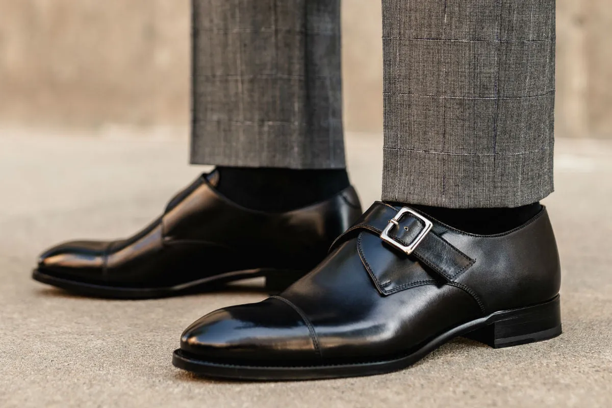 The Olivier Single Monk Strap - Nero