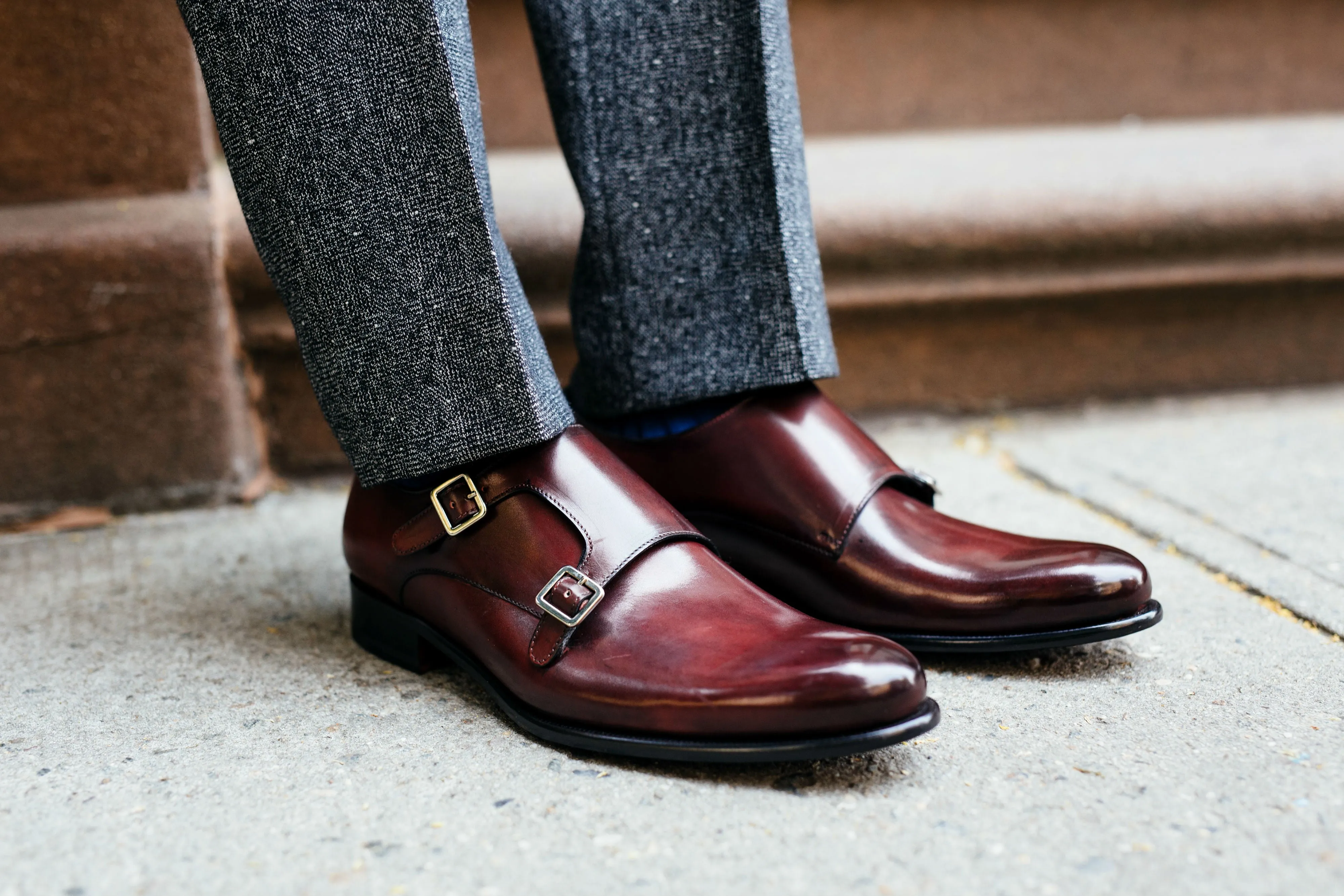 The Poitier Double Monk Strap - Oxblood