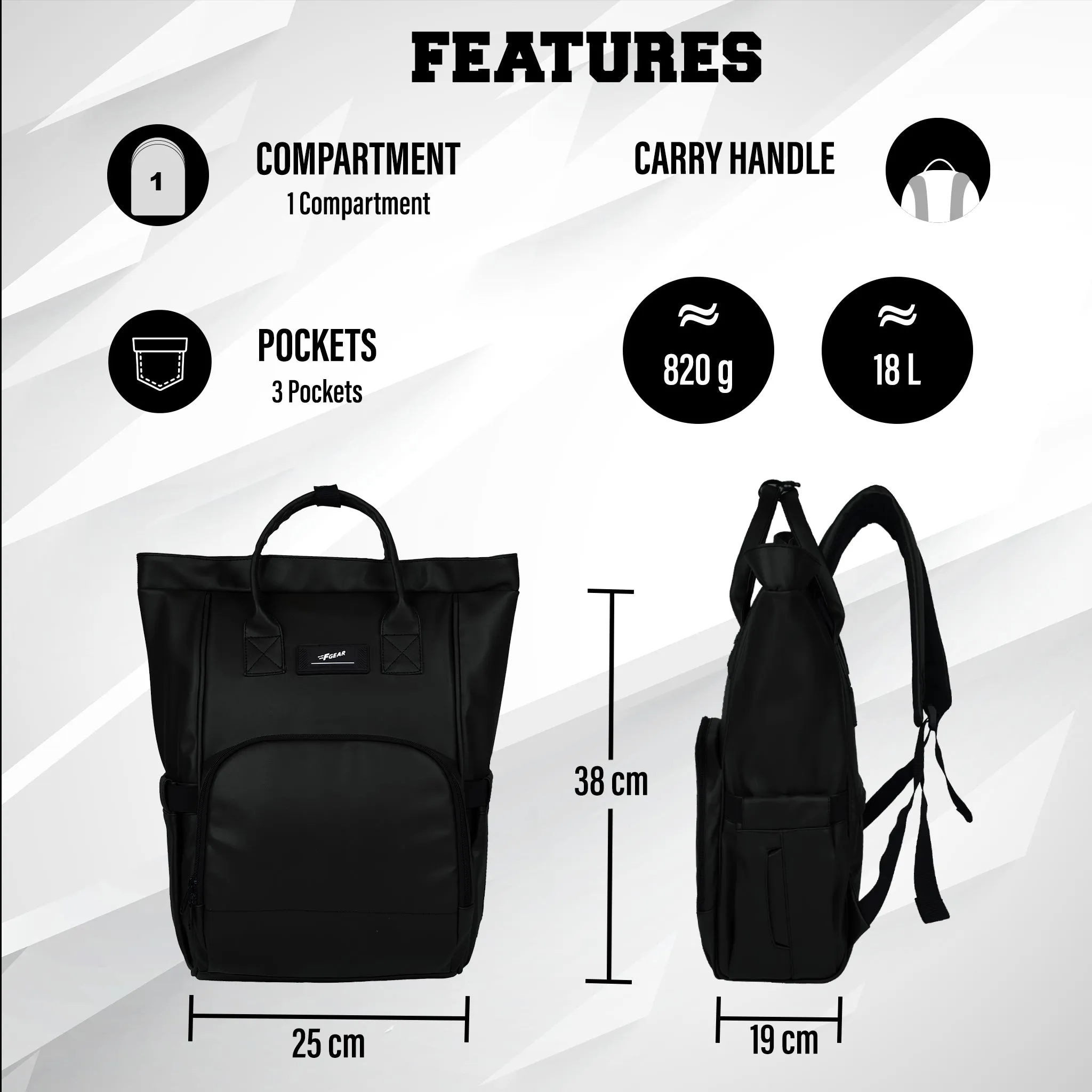 Voila 18L Black 2in1 Tote bag cum Backpack